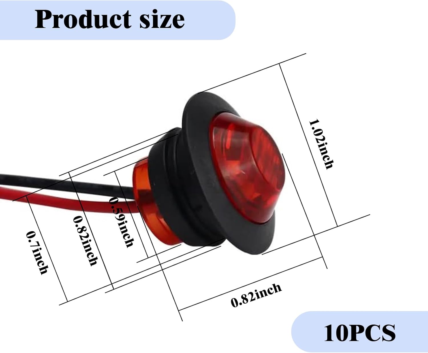 UGSHY 10 luces laterales para camión, luz LED redonda, luces de marcador laterales de remolque de 12 V, luz trasera, para camión, automóvil,