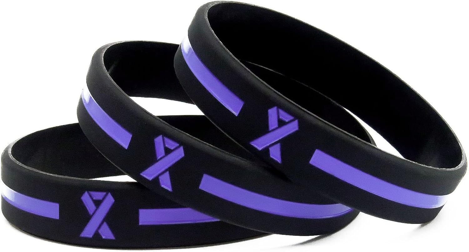 Giftphoria Pulseras de cinta de concientización de color morado lavanda (paquete de 6)  Para la conciencia de la epilepsia y la conciencia del