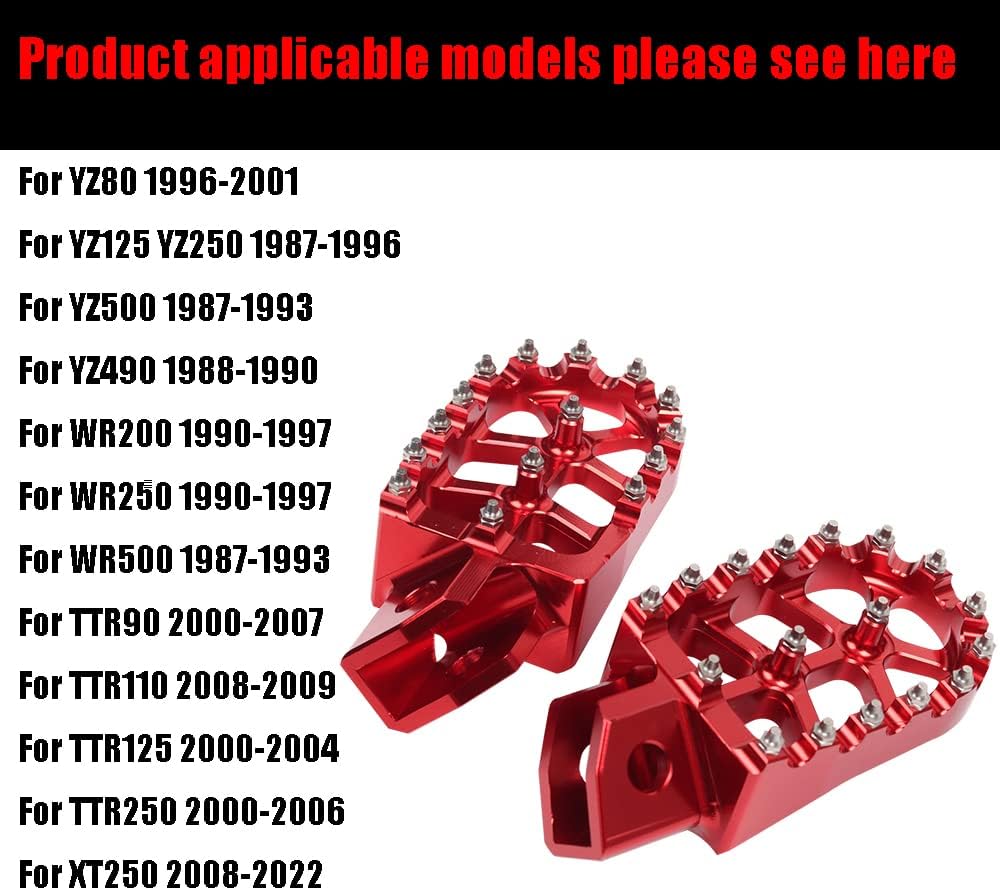 Reposapiés de motocicleta CNC Wide Foot Pegs Pedal para Yamaha YZ80 YZ125 YZ250 YZ500 YZ490 WR200 WR250 WR500 TTR90 TTR110 TTR125 TTR250 XT250