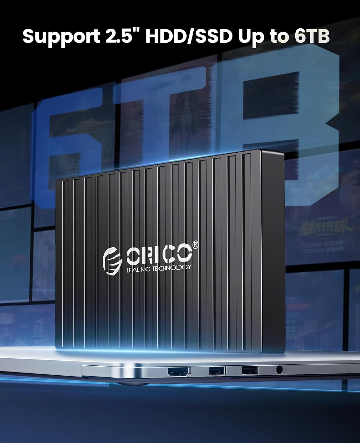 ORICO Caja de disco duro de 2.5″, 6Gbps USB 3.1 Gen 1 Caja de disco duro externo sin herramientas para 2.5 pulgadas 0.276 in0.374 in SATA HDD & SSD,
