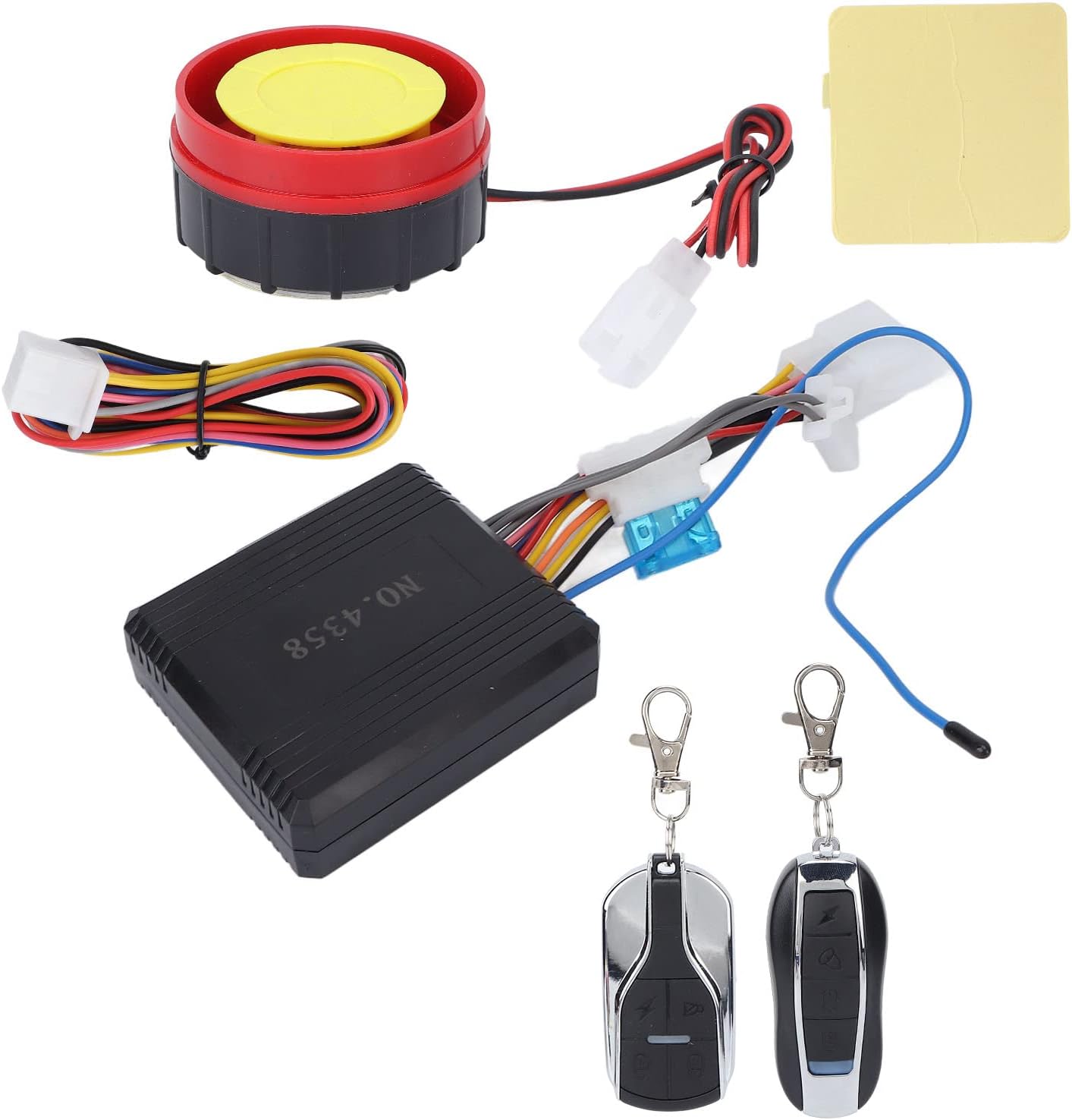 Aramox Sistema de alarma de motocicleta, kit de sistema de alarma antirrobo universal para motocicleta, control remoto unidireccional, impermeable,