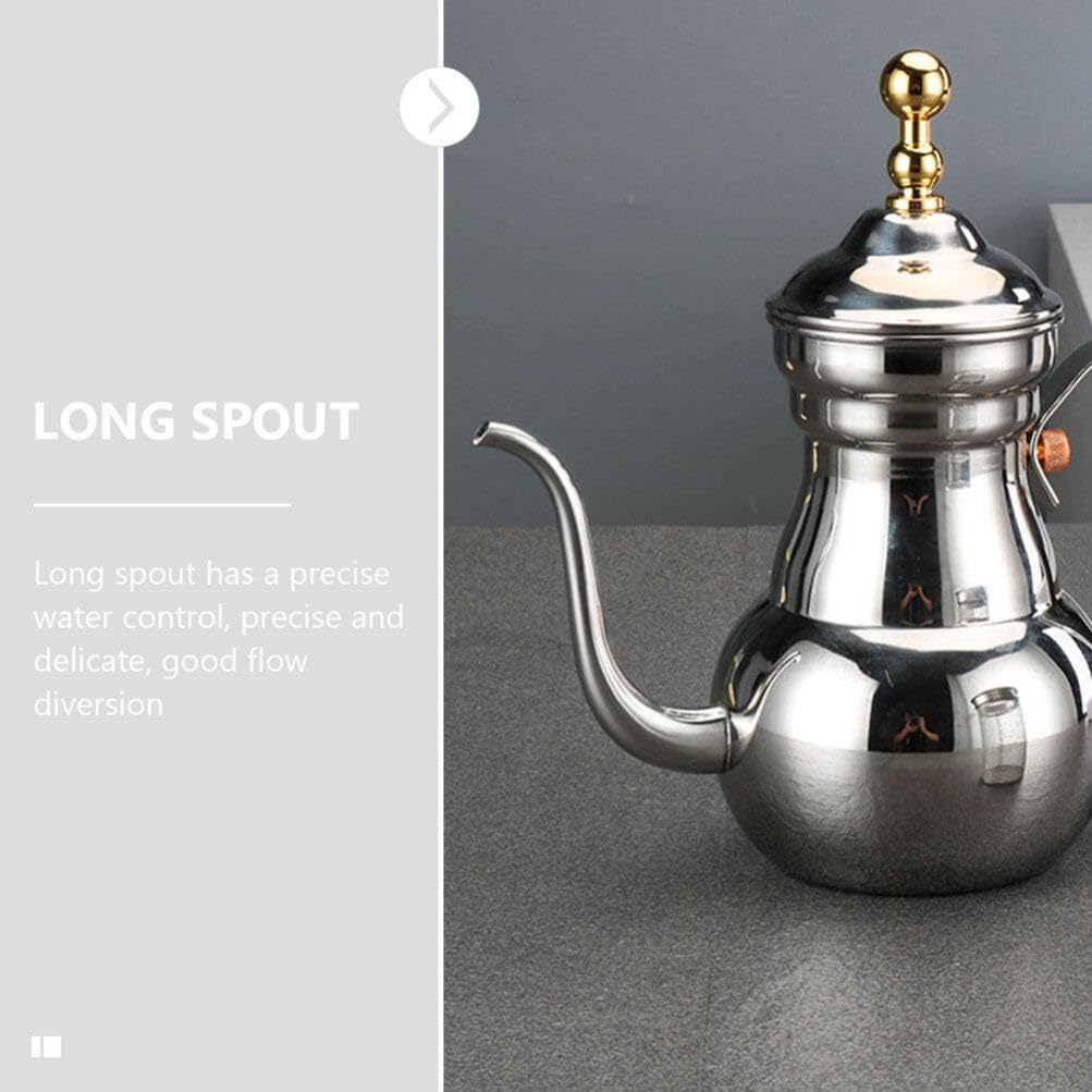 Yardwe Hervidor de agua Hervidor de té Tetera Brew Pot Café Acero inoxidable Hervidor de té de acero inoxidable