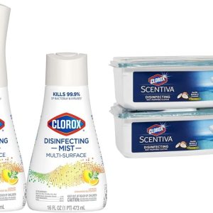 Clorox Paquete de limpieza desinfectante con aroma a limón y flor de naranja (1 botella de spray y 1 recarga, 16 onzas líquidas cada uno) paños de Clorox Paquete de limpieza desinfectante con aroma a limón y flor de naranja (1 botella de spray y 1 recarga, 16 onzas líquidas cada uno) paños de