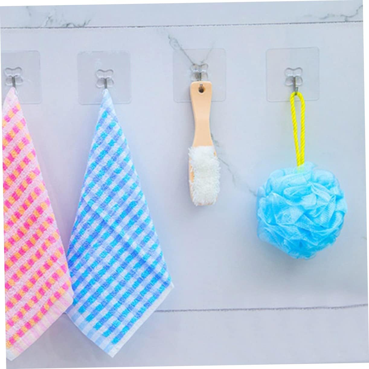 STOBAZA 4 piezas de toallero de cocina gancho de baño, ganchos reutilizables para pegar con ventosa, ganchos adhesivos transparentes, gancho