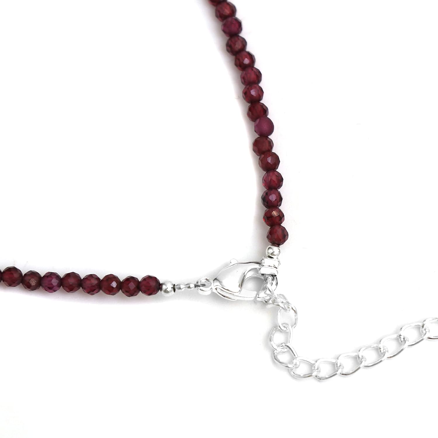 Gempires Mother’s Day Gift Natural Red Garnet Beaded Anklet January Birthstone Jewelry 9 + 2 Inch Silver Plated Anklets For Women, Gift for Her (Red