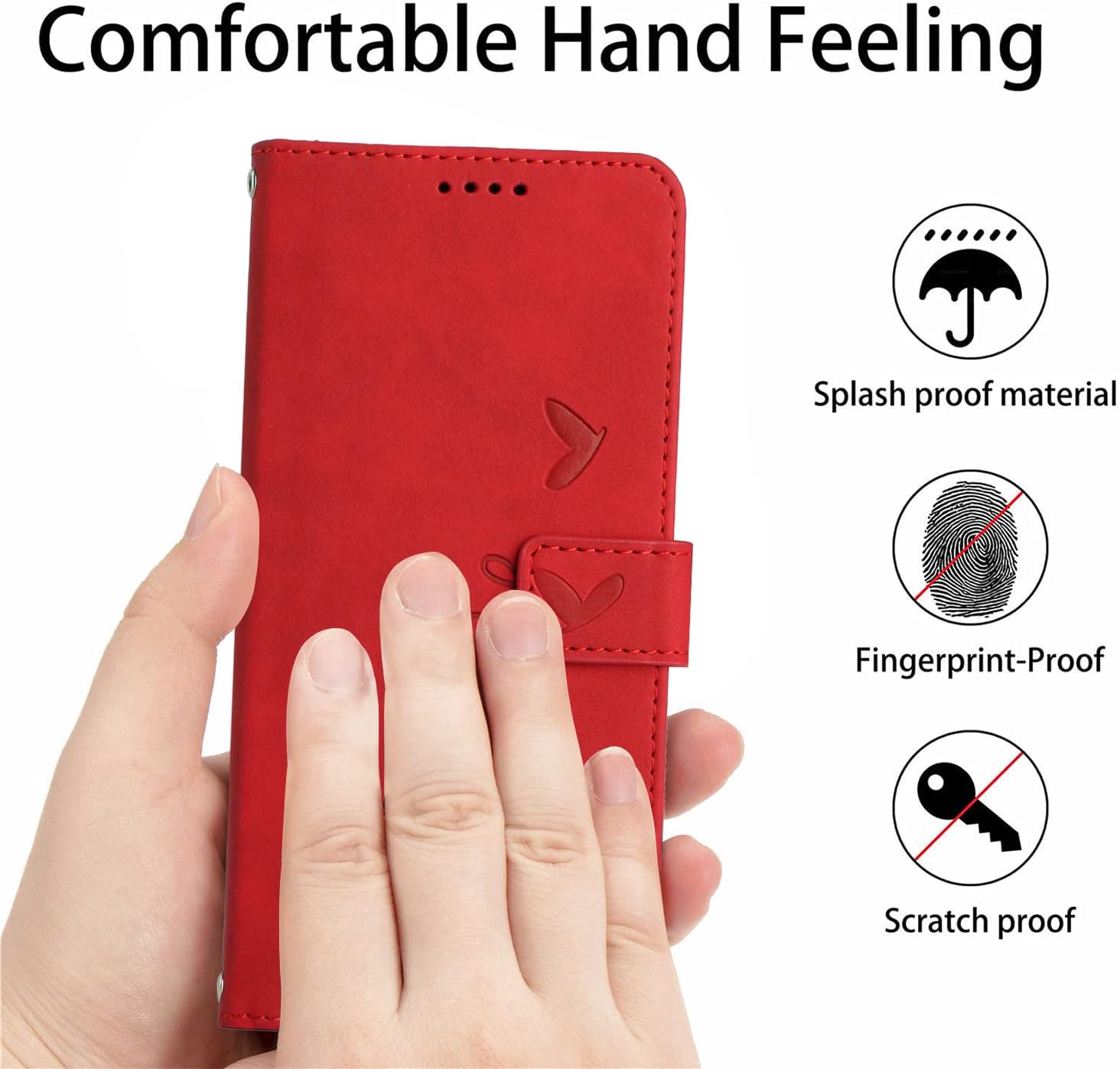 Para Xiaomi Poco X3 NFCX3  X3 Pro Flip Phone Case, Anti Drop, Anti Scratch Funda protectora, Funda protectora tipo cartera Rojo