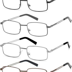 Gafas de lectura para hombre, de metal inoxidable flexible con estuches suaves, lentes transparentes con luz azul Gafas de lectura para hombre, de metal inoxidable flexible con estuches suaves, lentes transparentes con luz azul