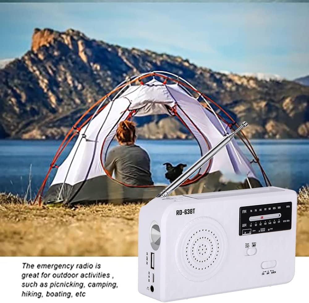 D638T Solar Manivela Generador Radio Multifuncional Emergencia Recargable LED Linterna AM FM Radio para Exterior