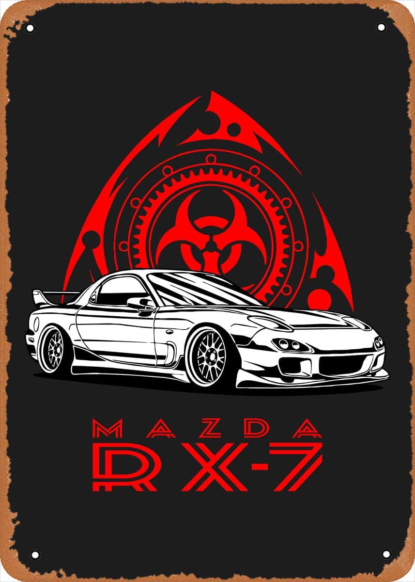 Cartel de metal para Mazda RX7 para coche, 8 x 12 pulgadas, Jdm Cars Vintage Poster Man Cave Decorativo
