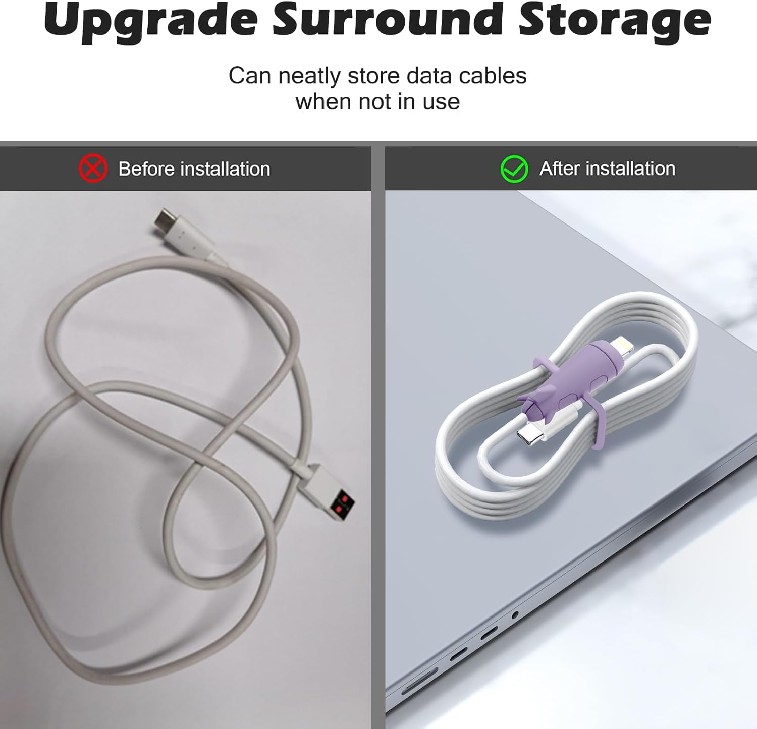 CameCosy Funda protectora de cable 2 en 1 compatible con iPhone, Android, cable USB tipo C, 2 unidades de silicona estirable para cargador de cable,