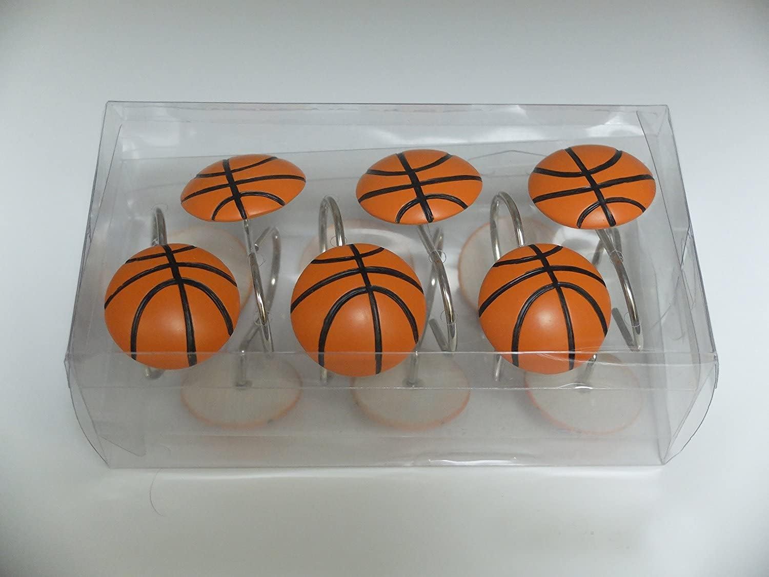 Doupoo Home – Juego de 12 ganchos decorativos para cortina de ducha (baloncesto)