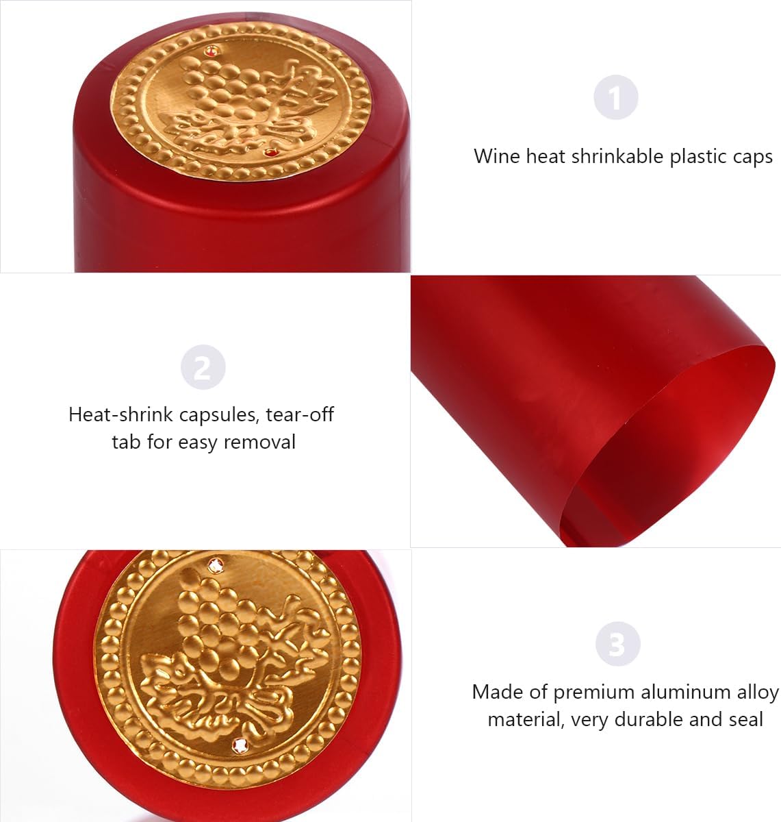 NUOBESTY 100 cápsulas termorretráctiles para botellas de vino, tapas retráctiles, envoltura retráctil de vino, cápsulas de botellas de vino, tapas