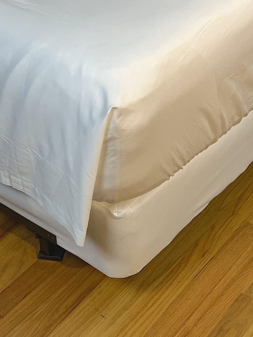 Effortless Bedding – Sábana superior semiajustable patentada, 100% algodón egipcio Giza certificado, fibra extralarga, tejido satinado de 500 hilos,