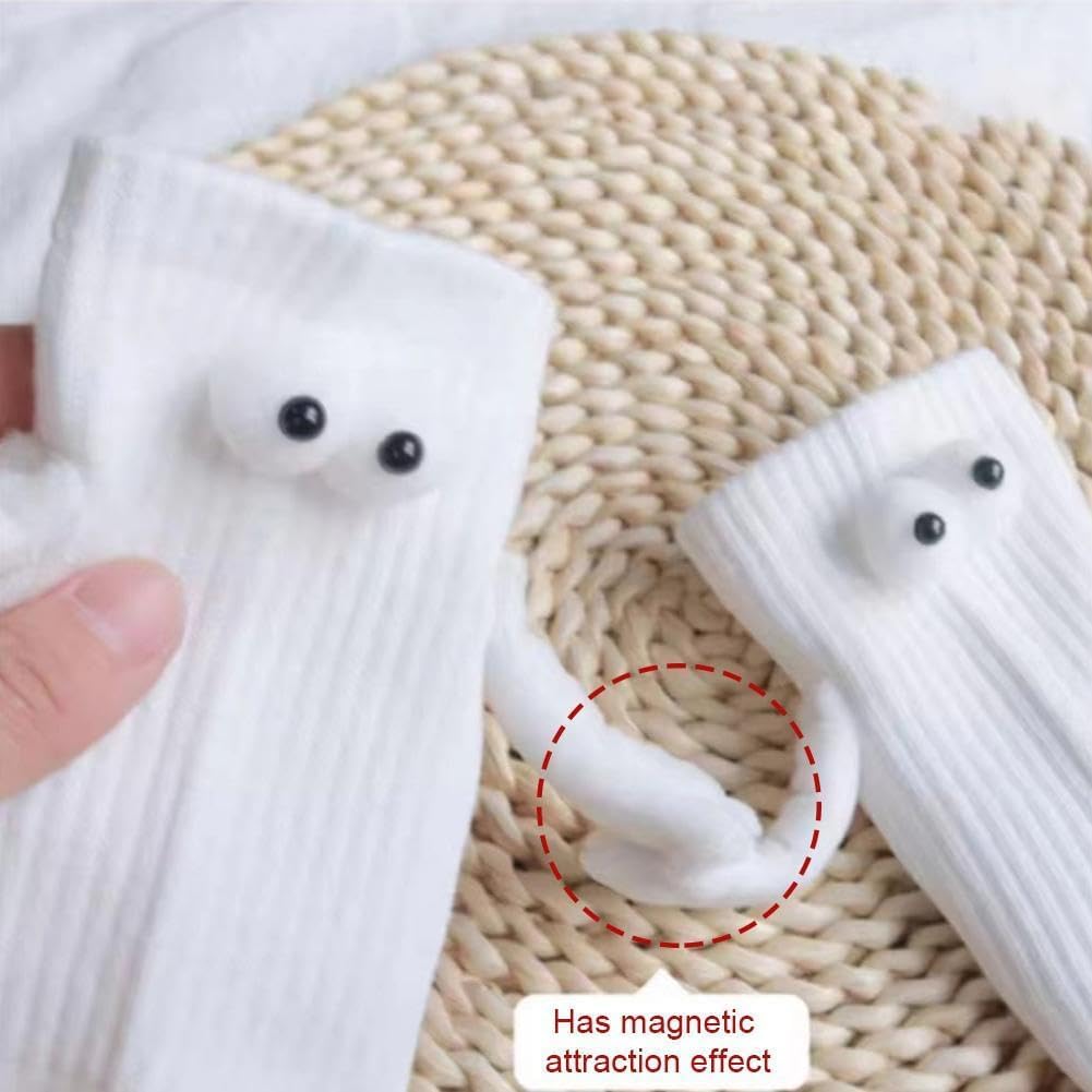 Calcetines para parejas tomados de la mano, divertidos calcetines magnéticos tridimensionales para parejas, calcetines casuales 3D de tubo medio