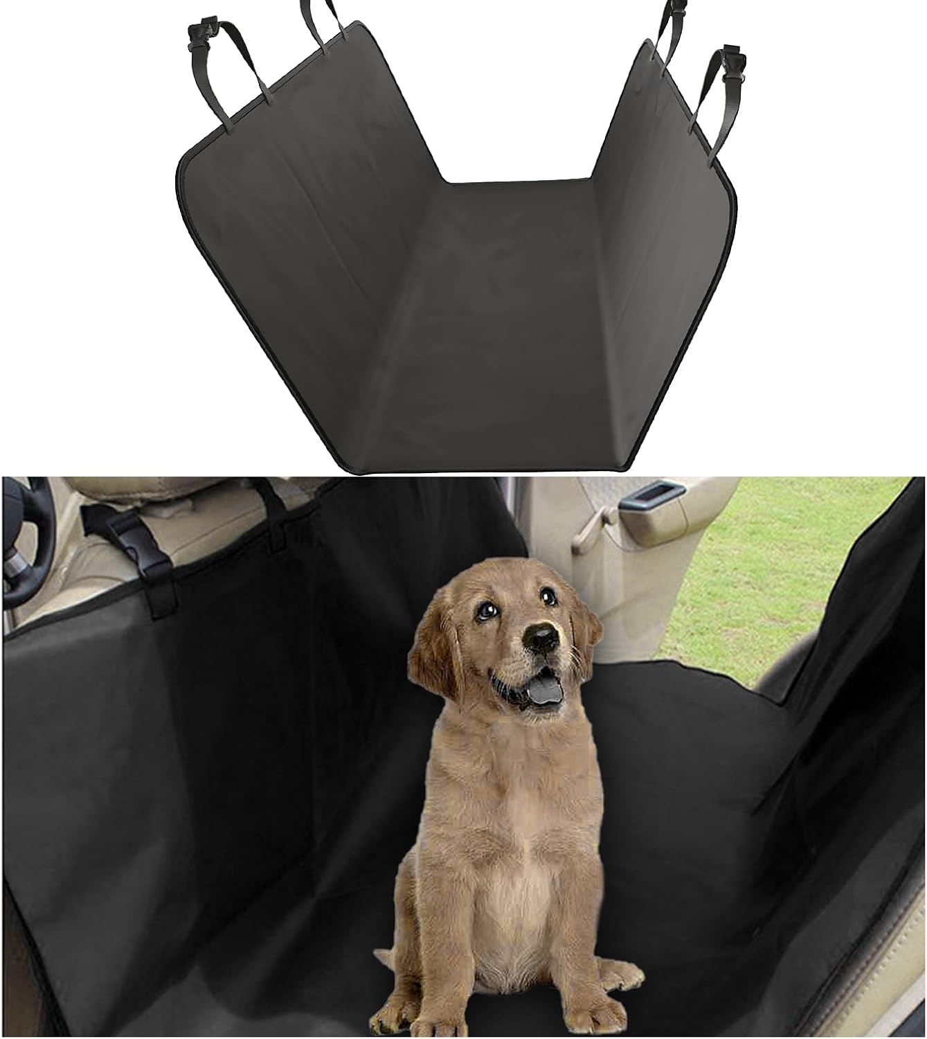 1 funda de asiento trasero de automóvil para perros, 53.1 x 53.1 pulgadas, impermeable, suave, tela Oxford con tira de encuadernación, protector