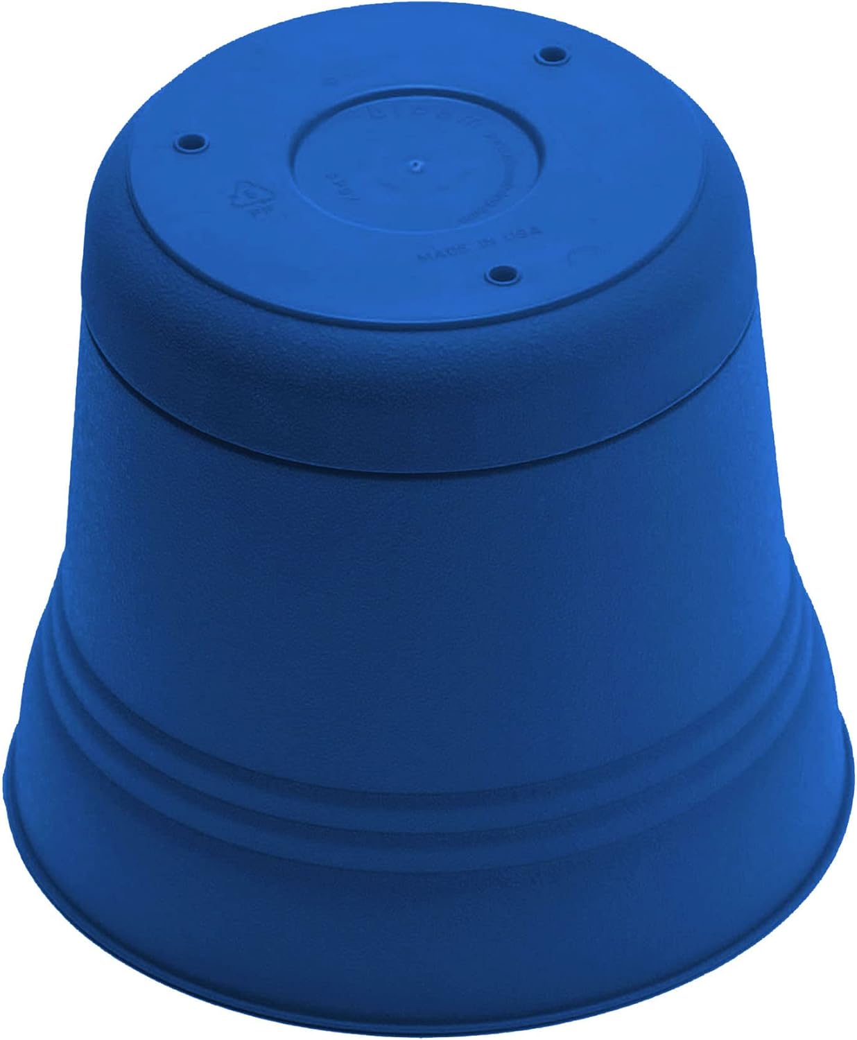 Bloem Saturn – Maceta redonda con bandeja para platillo 12 pulgadas, color azul clásico, maceta de plástico duradera, acabado mate, platillo