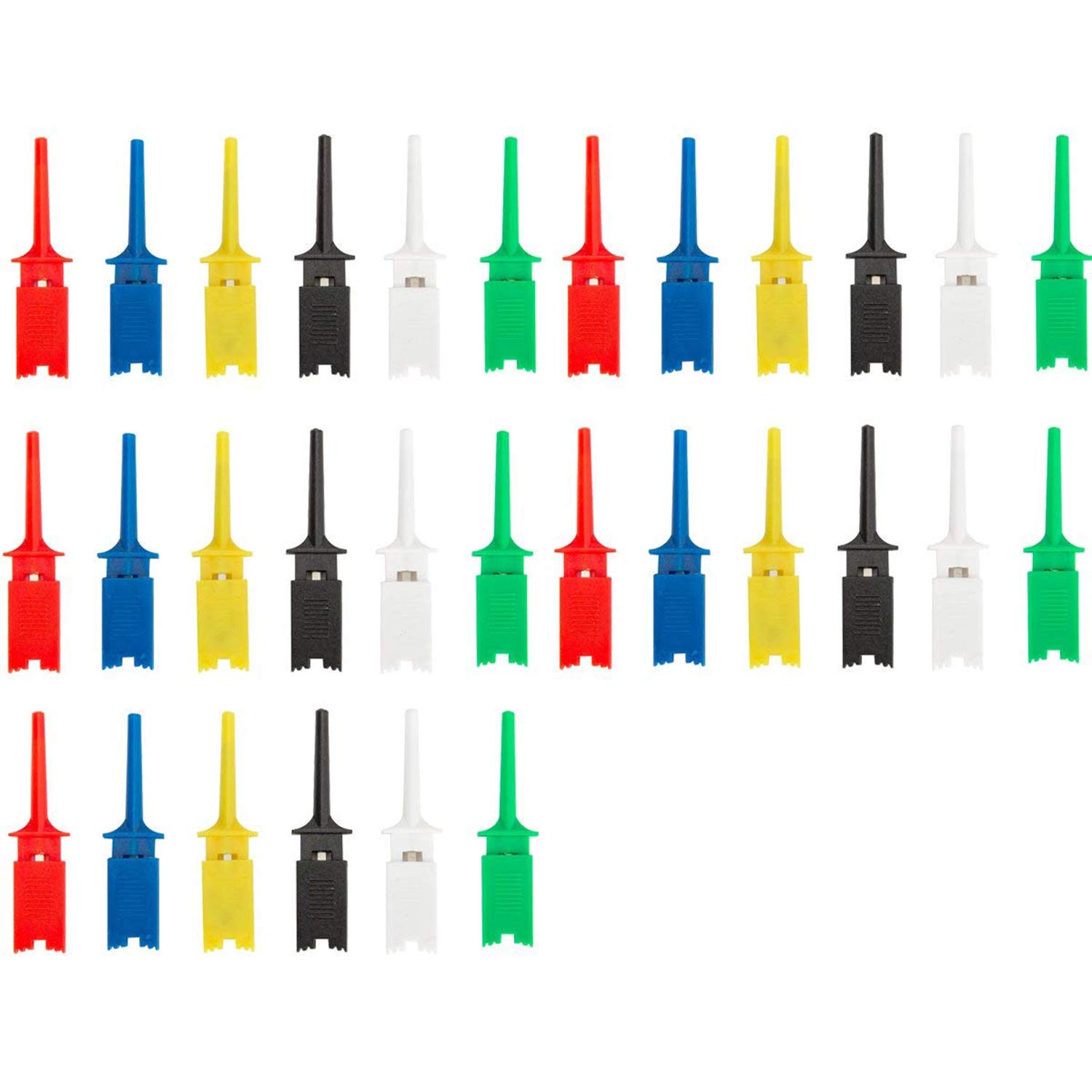 6 colores mini SMD Ic prueba gancho clip agarradores sonda puente para experimento electrónico 30 unids