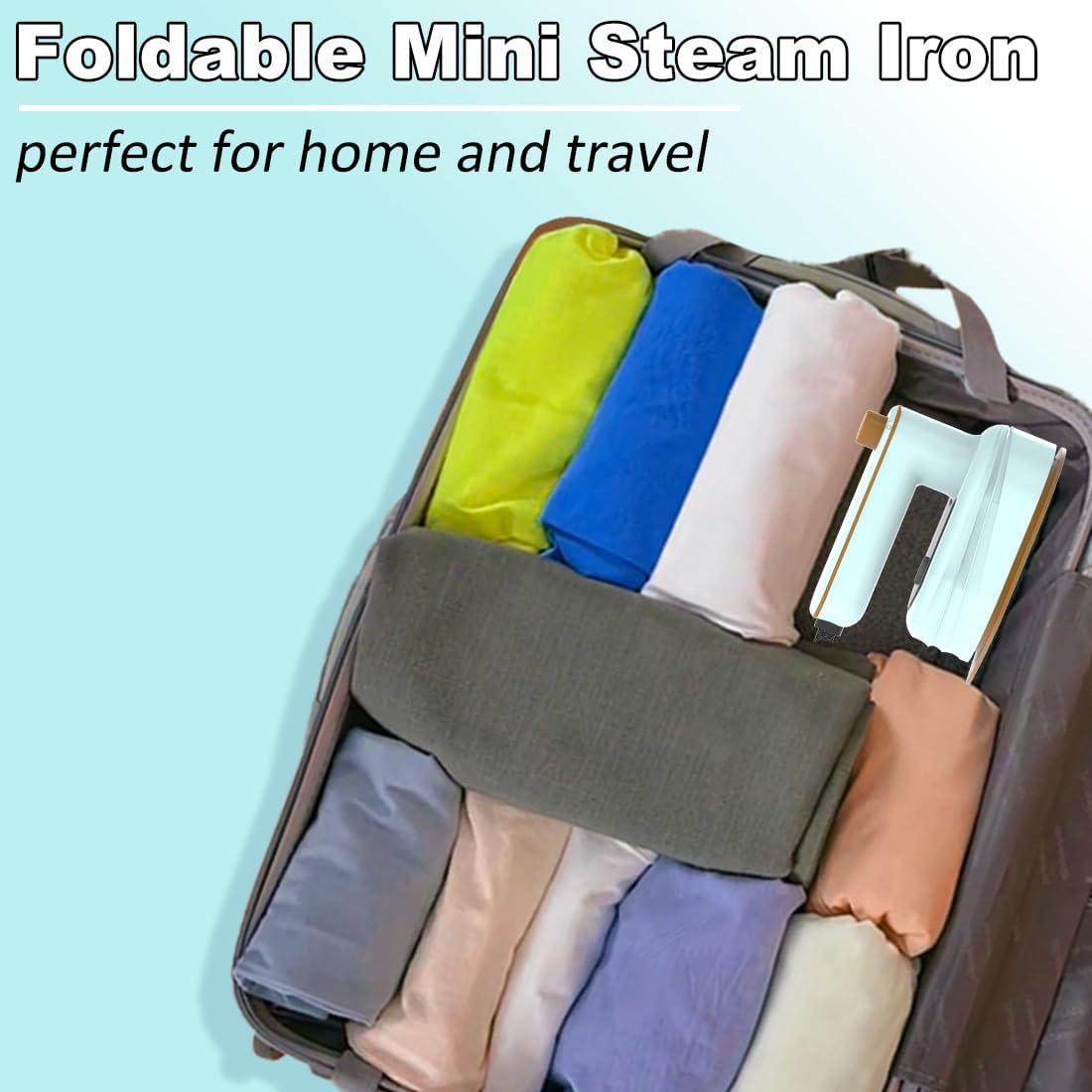 Mini plancha de vapor portátil de viaje para ropa, plancha de vapor de mano plegable de 180, pequeña máquina de planchar tamaño de viaje, removedor