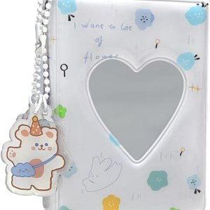 Portatarjetas para tarjetas de fotos, mini álbum de fotos, 40 bolsillos, 3 pulgadas, tarjetero con diseño de corazón, mini álbum hueco (blanco) Portatarjetas para tarjetas de fotos, mini álbum de fotos, 40 bolsillos, 3 pulgadas, tarjetero con diseño de corazón, mini álbum hueco (blanco)