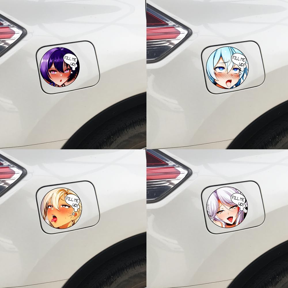 Calcomanías creativas de anime para rellenar el tanque de combustible, calcomanías de vinilo impermeables para caravana, caravana, parabrisas, 4