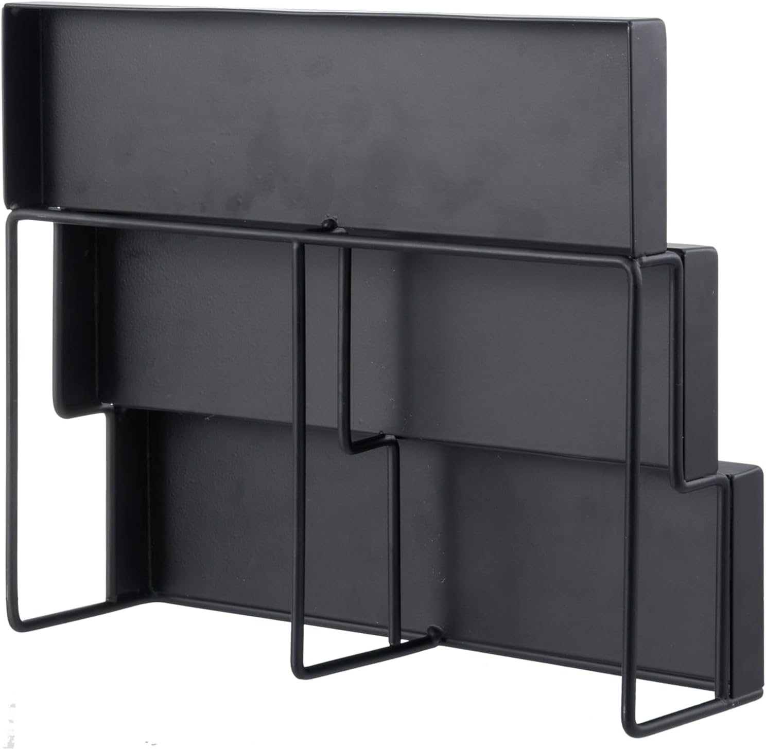 MyGift Soporte para cupcakes de metal negro mate moderno de 3 niveles en un diseño de escalera, soporte elevador de postres escalonado para mini