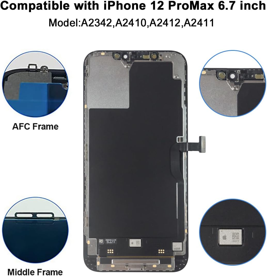 EFAITHFIX Para iPhone 12 PRO MAX Pantalla LCD Reemplazo de 6.7 pulgadas Asamblea LCD Pantalla LCD 3D Digitalizador de Pantalla Táctil con