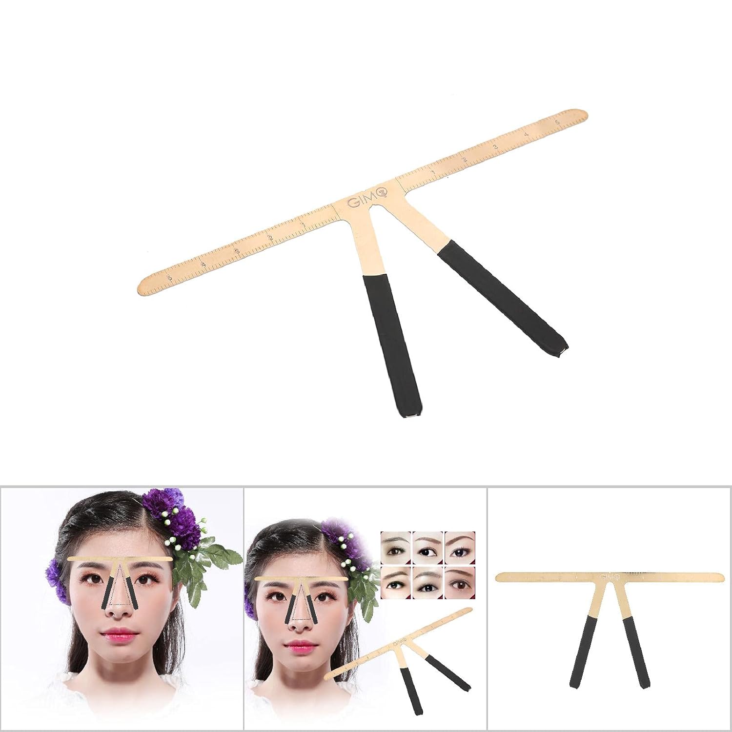 Regla de cejas de tatuaje de 4 colores, regla permanente de maquillaje de cejas, calibrador de relación dorada, herramienta de medida reutilizable