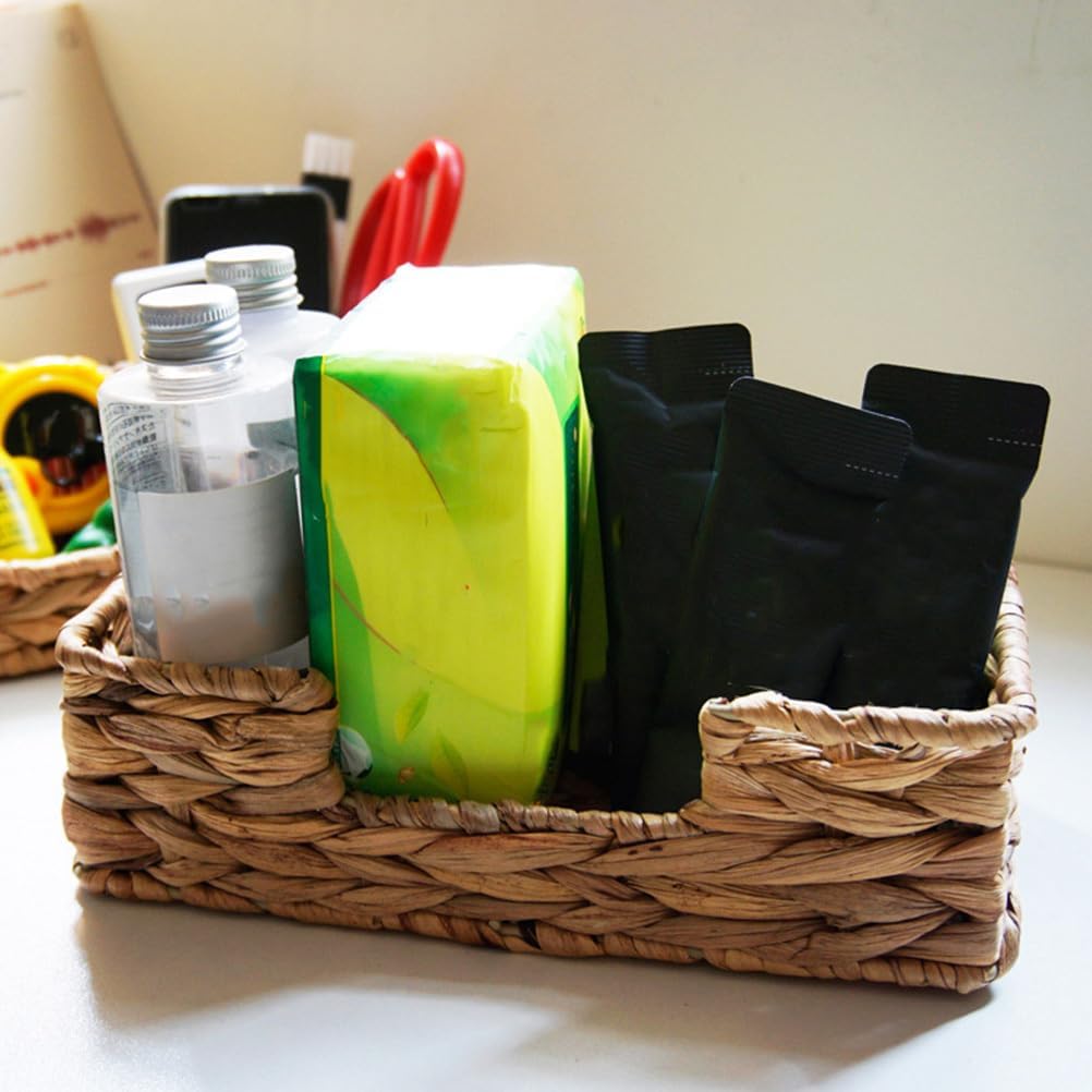 Cestas de almacenamiento de paja bohemias cajas de almacenamiento de escritorio bohemias decorativas tejidas a mano, cestas de cuerda de papel