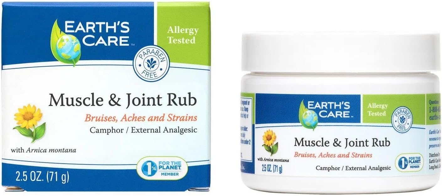 Earth’s Care Frotamiento muscular y articular – para dolores musculares, moretones, dolores y distensiones – 2.5 onzas.