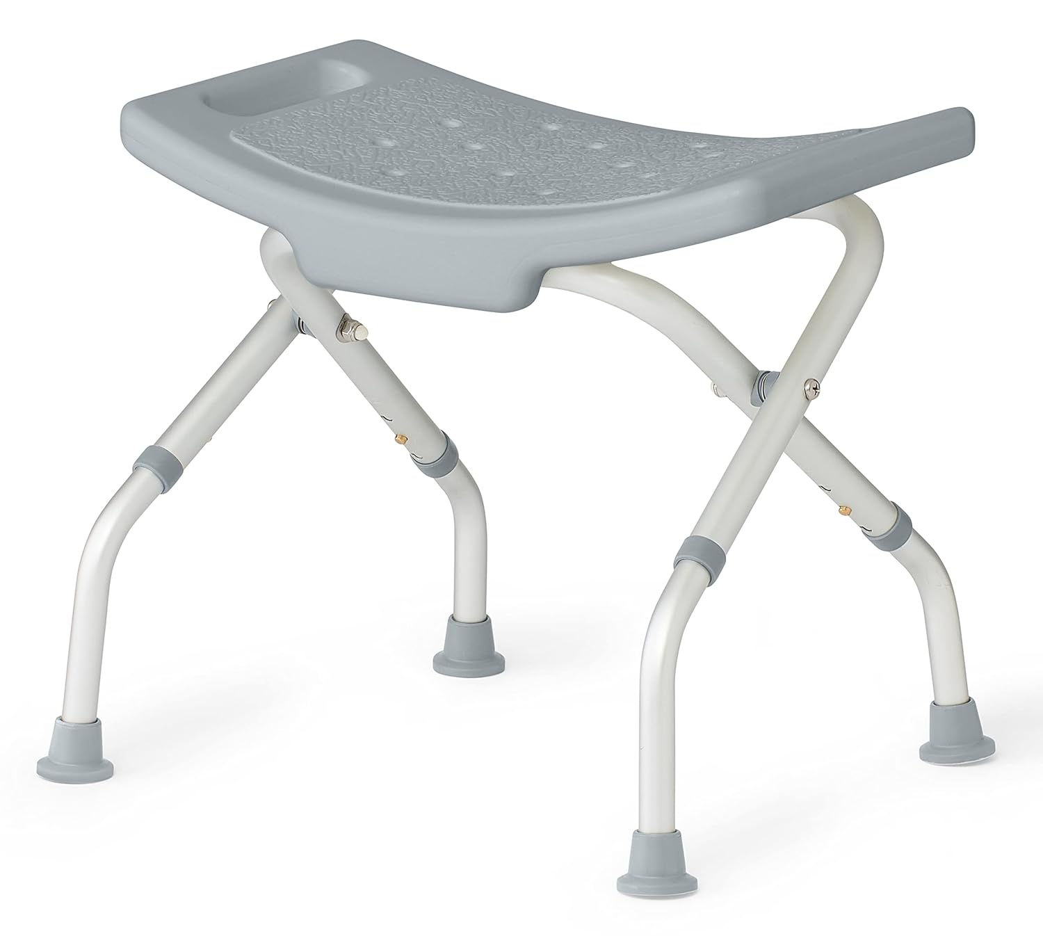 Medline Silla de ducha plegable sin respaldo, silla de baño que soporta hasta 250 libras, color gris