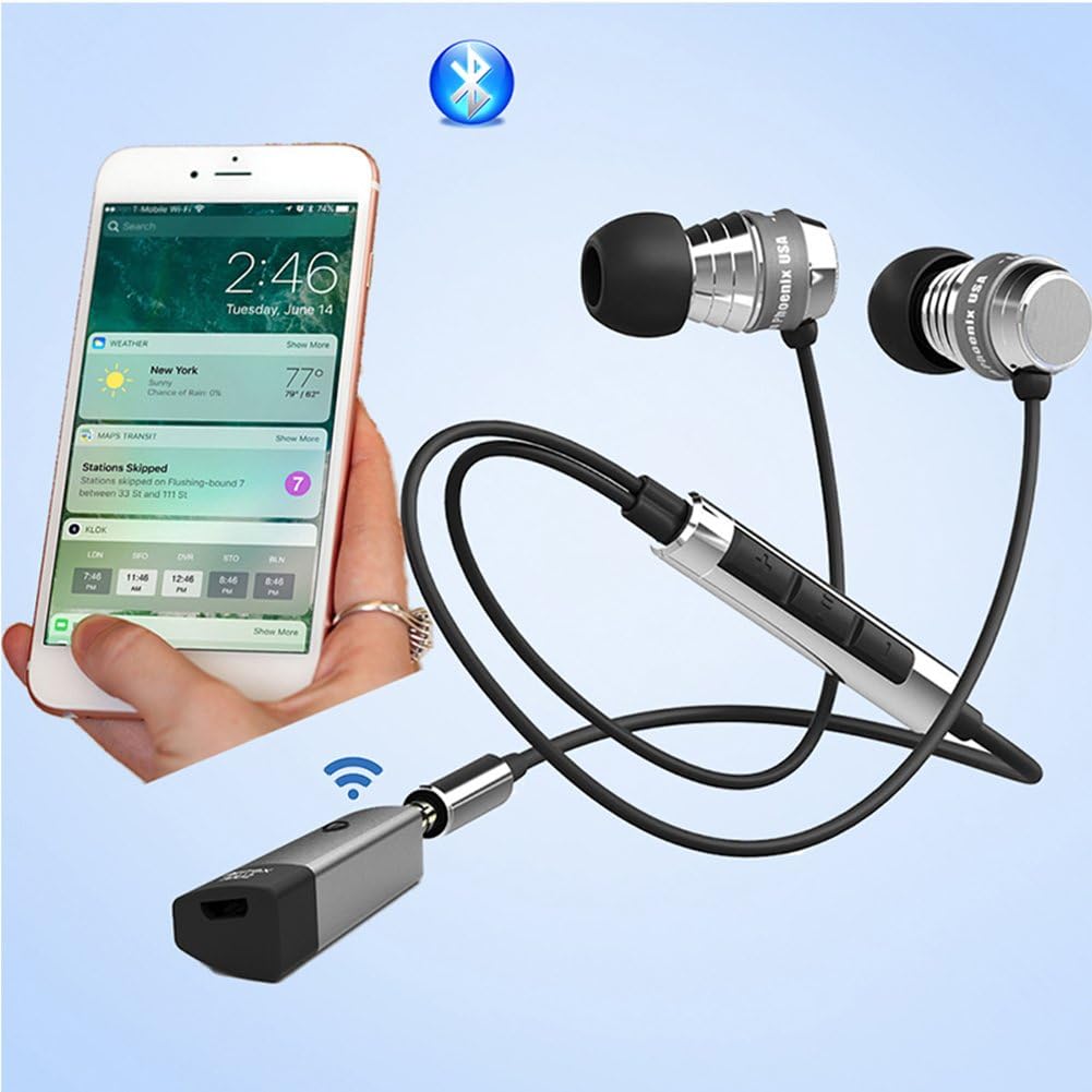 Airfrex Adaptador Bluetooth de coche para audio de coche, receptor inalámbrico Bluetooth Kit de coche para altavoz estéreo del hogar, adaptador