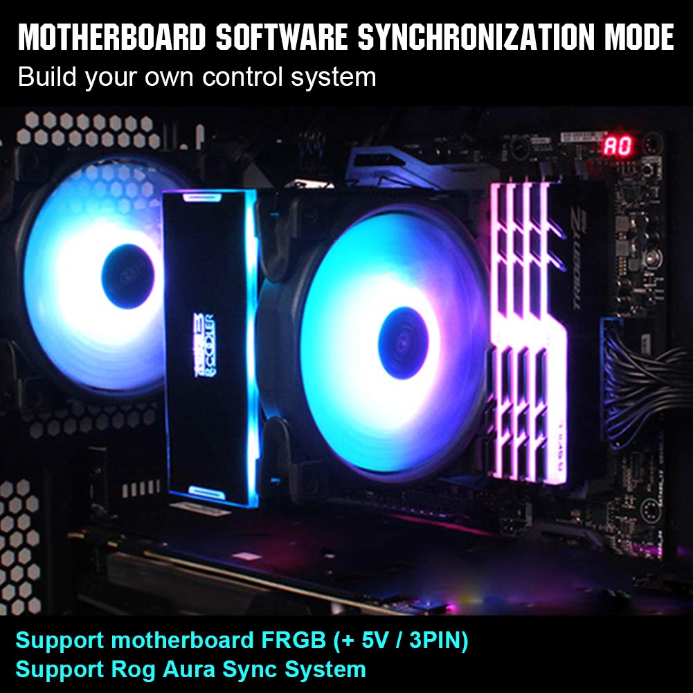 PcCOOLER Ventilador de caja de 4.724 in serie Dawn, ventiladores silenciosos LED RGB – Personalizaciones avanzadas de iluminación con 7 colores y 10