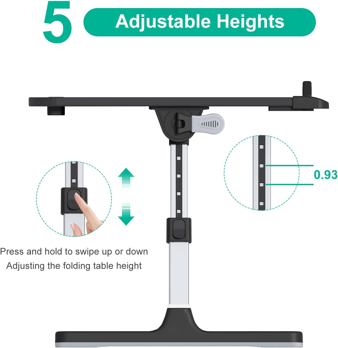 Bandeja plegable para laptop, mesa de cama ajustable para laptop con alturas y ángulos, escritorio de regazo para computadora portátil resistente