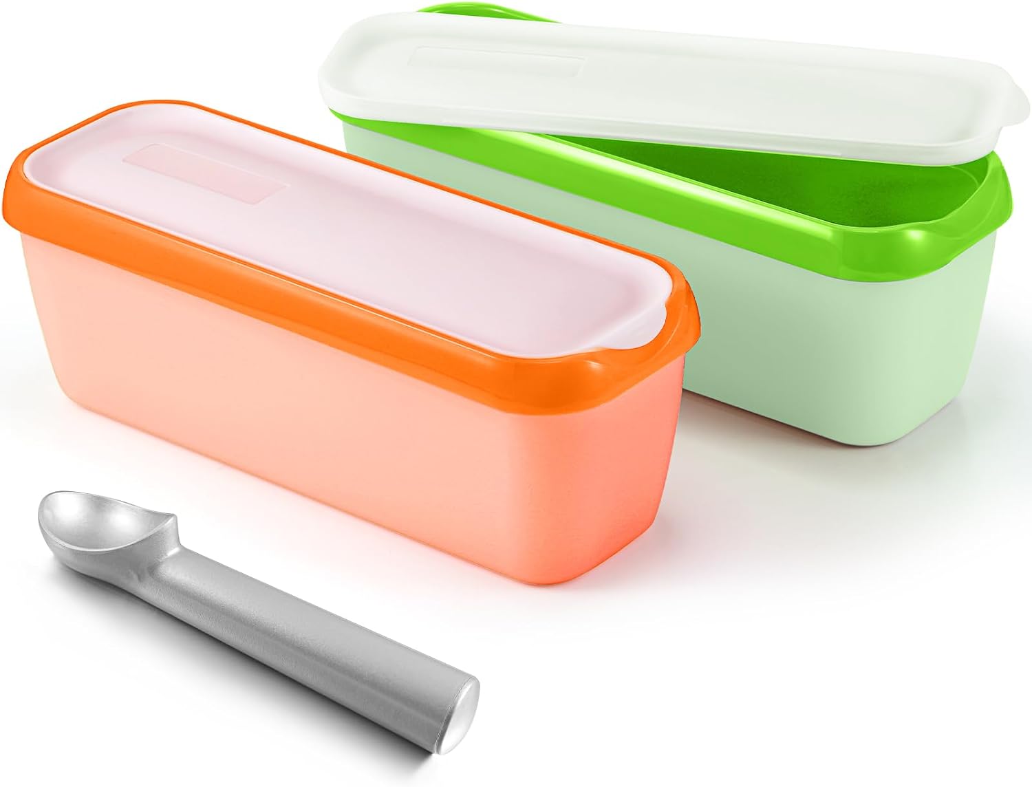 Recipientes reutilizables para helados con tapas y una cuchara, recipientes rectangulares de plástico de 1.5 cuartos de galón, recipientes de