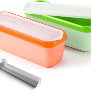 Recipientes reutilizables para helados con tapas y una cuchara, recipientes rectangulares de plástico de 1.5 cuartos de galón, recipientes de Recipientes reutilizables para helados con tapas y una cuchara, recipientes rectangulares de plástico de 1.5 cuartos de galón, recipientes de