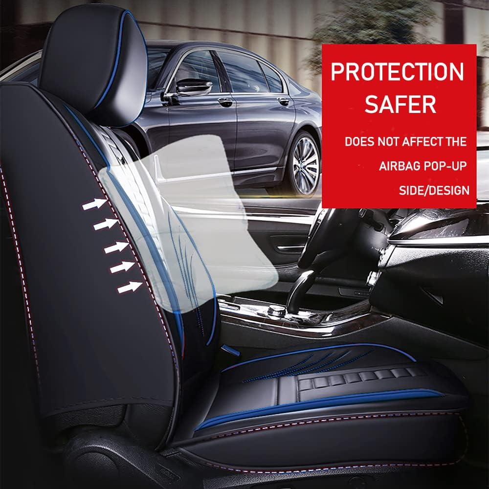 Fundas de asiento delantero para Acura TSX 2004-2014, protección de banco frontal 3D compatible con bolsa de aire lateral, línea negra y azul
