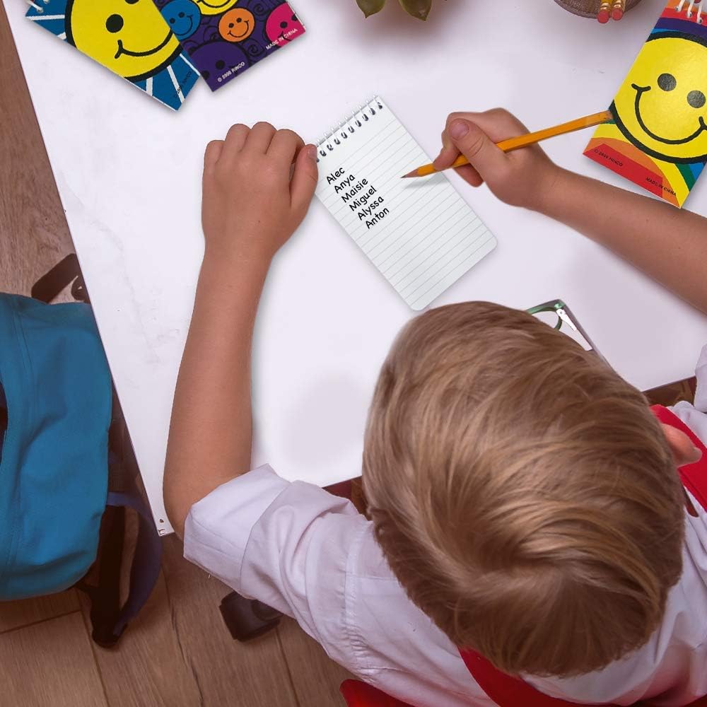 ArtCreativity Mini bloc de notas de cara sonriente, paquete de 12, blocs de notas de emoticonos pequeños con cubiertas coloridas de arcoíris,