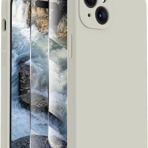 FireNova Funda diseñada para iPhone 15 Plus, funda de silicona mejorada protección de cámara con 2 protectores de pantalla, forro interior de FireNova Funda diseñada para iPhone 15 Plus, funda de silicona mejorada protección de cámara con 2 protectores de pantalla, forro interior de