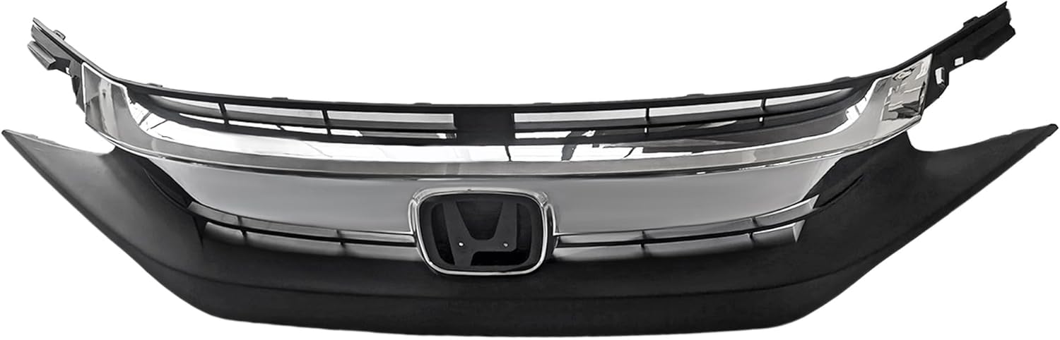 Tyrigion Parachoques delantero parrilla superior negro Wcromo para 2016 2017 2018 2019 Honda Civic HO1212117