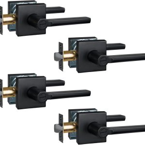 X-1601-BK-4P – Manija de puerta de baño, manija de puerta de privacidad sin llave, acabado negro mate, apertura a la izquierda y a la derecha X-1601-BK-4P – Manija de puerta de baño, manija de puerta de privacidad sin llave, acabado negro mate, apertura a la izquierda y a la derecha