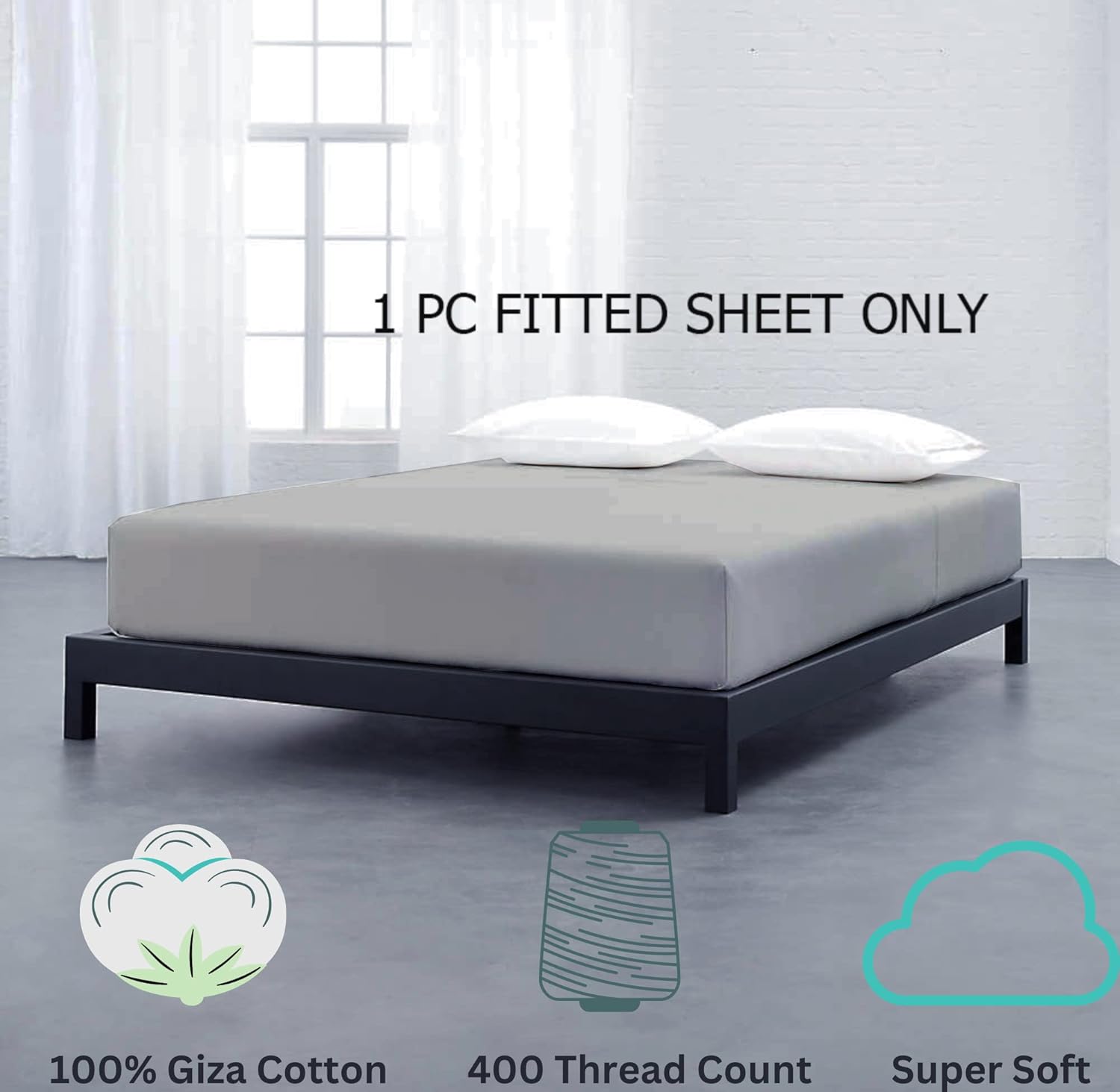Sábana bajera ajustable individual XL, 100% algodón Giza, sábana bajera de 15 pulgadas, sábanas bajeras individuales extra largas para cama