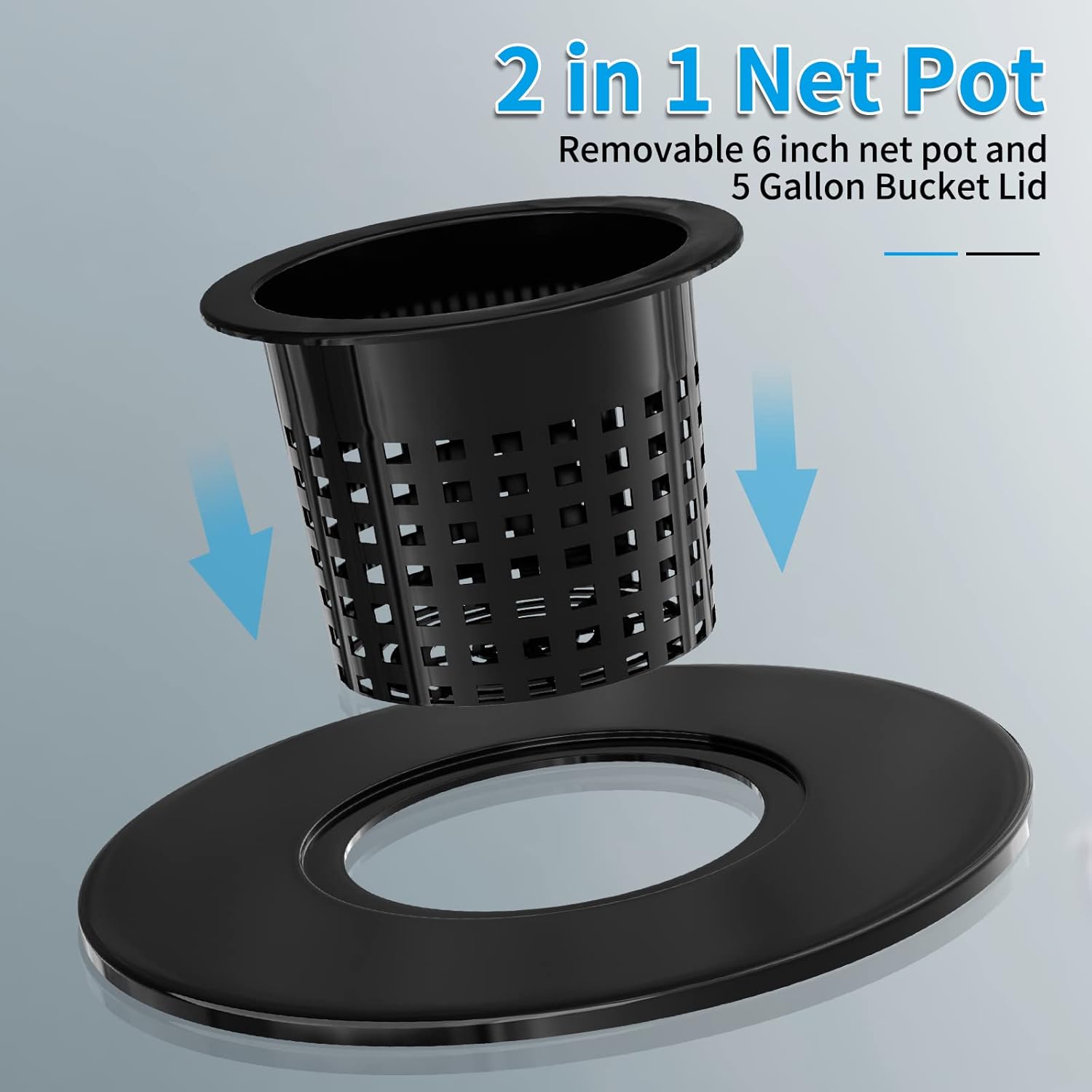 Net Pots – Macetas de 6 pulgadas para tapas anchas de cubo de 5 galones (paquete de 12), tapas de cubo hidropónico, sin BPA, tapas de cesta DWC para