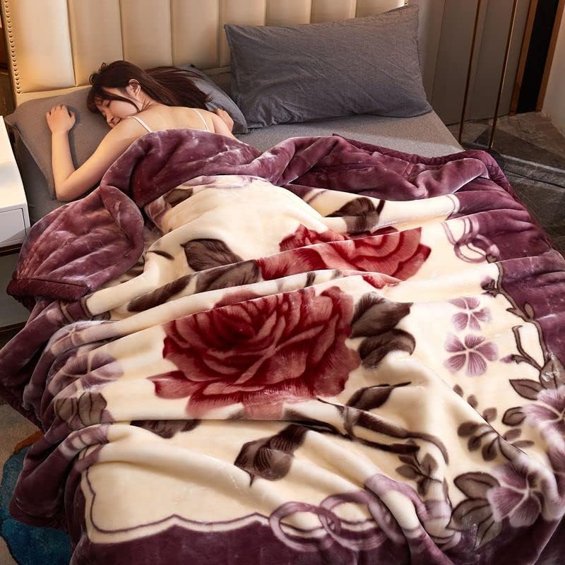 MODUSKYE Mantas de visón, felpa coreana pesada de 5.5 libras, 2 capas de 59 x 78 pulgadas, mantas gruesas tamaño matrimonial, Raschel Sliky, manta