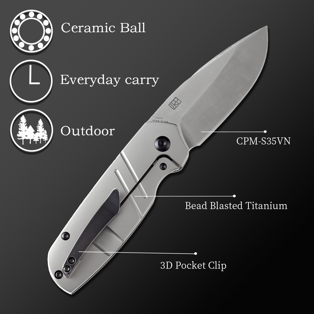 KANSEPT Turaco – Cuchillos plegables de bolsillo para hombres, EDC cuchillo plegable de 2.85 pulgadas CPM-S35VN Material Cuchillo plegable de