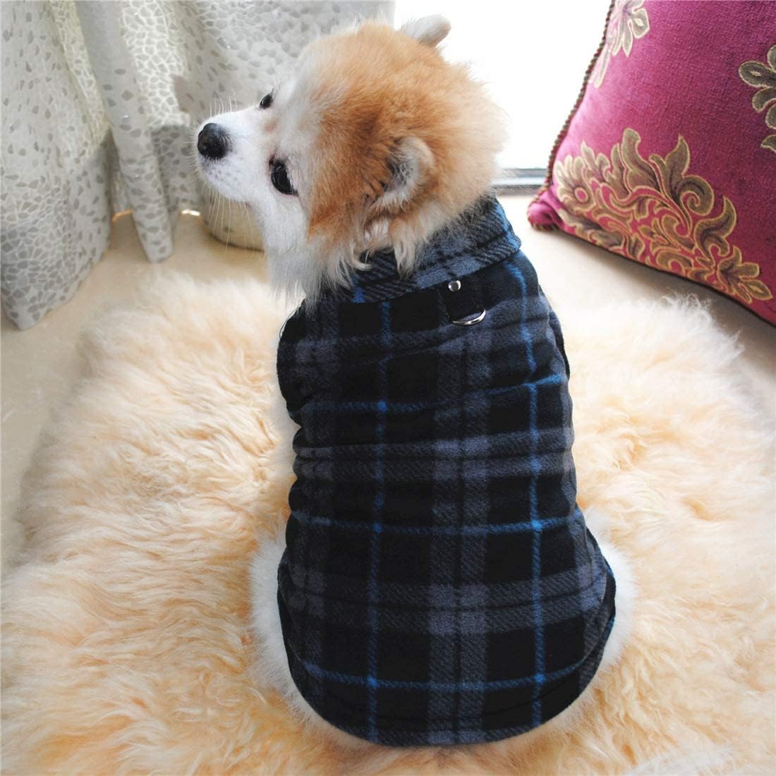 PIXRIY – Suéter para perro, suave chaleco de felpa con anillo para correa, chaqueta de invierno para perros pequeños, cachorros, gatos, Chihuahua,