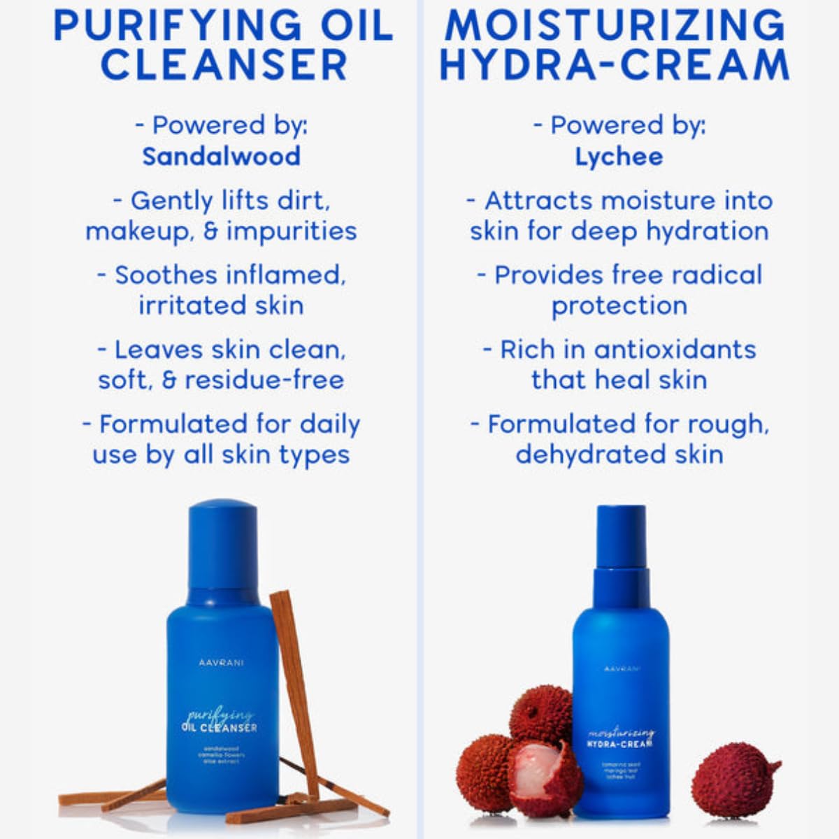 AAVRANI Everday Nourishing Duo – Limpiador de aceite purificador de 1 oz híbrido limpiador diario removedor de maquillaje e hidratación hidratante,