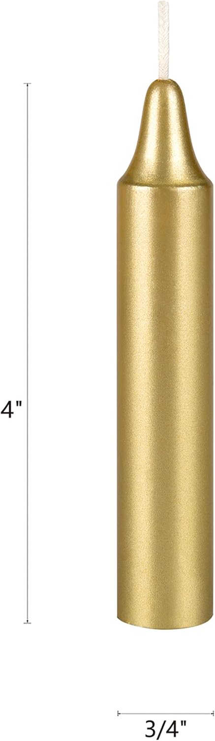 Mega Candles 10 mini velas cónicas doradas sin perfume, 4 pulgadas de alto x 34 pulgadas de diámetro, campanadas supremas, encanto, rituales,