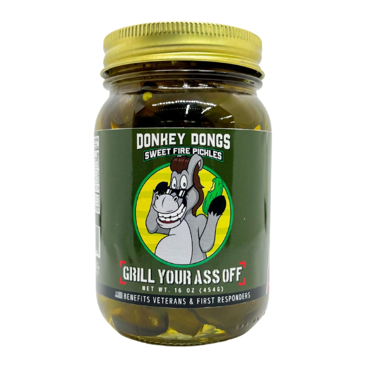 Donkey Dongs – Encurtidos dulces de Grill Your As Off – Chips de pepinillos dulces con jalapeño – Mezcla perfecta, totalmente natural, sabor