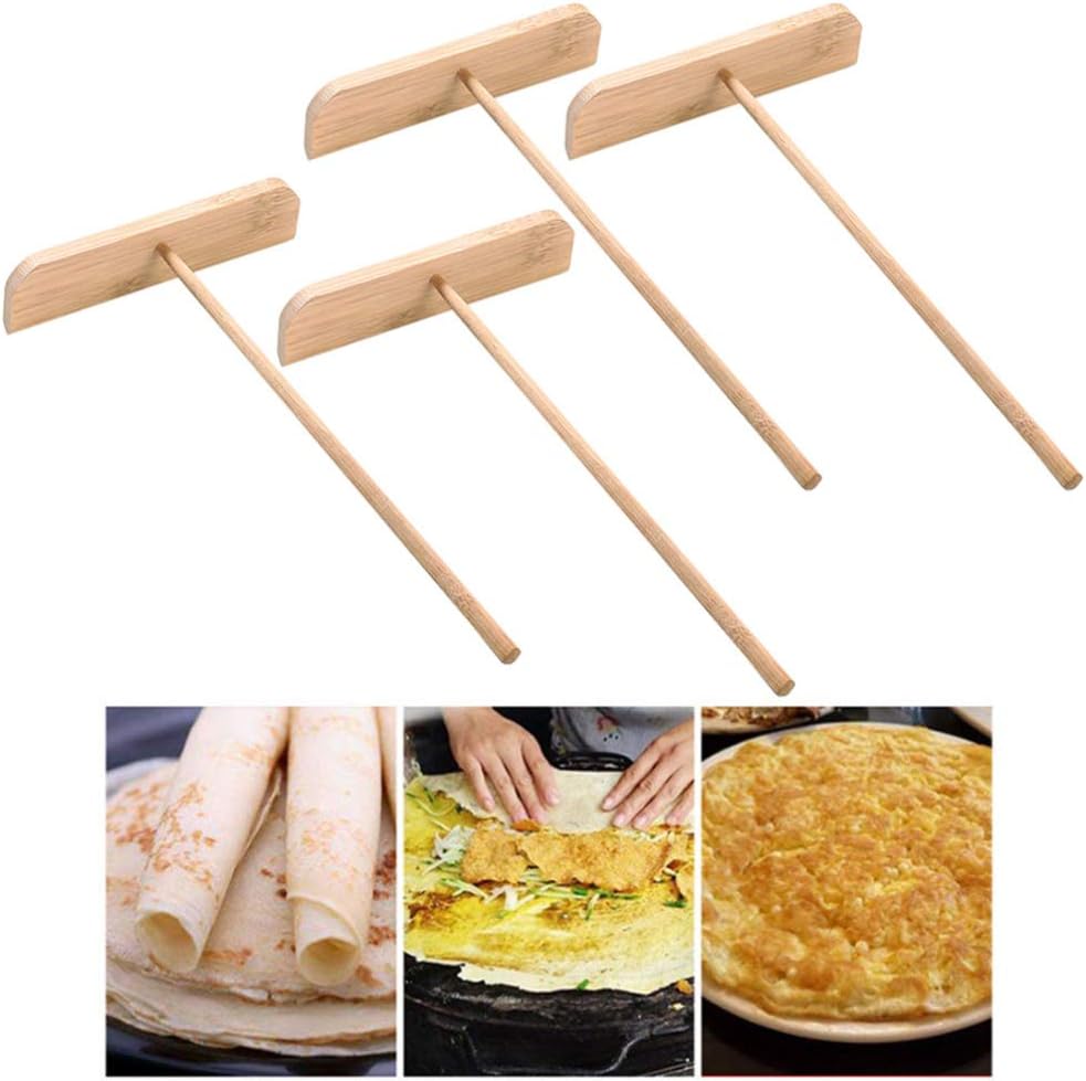 Luxshiny Esparcidor de panqueques para el hogar, esparcidor de madera en forma de T, crepé, raspador de panqueques, herramientas para tartas,