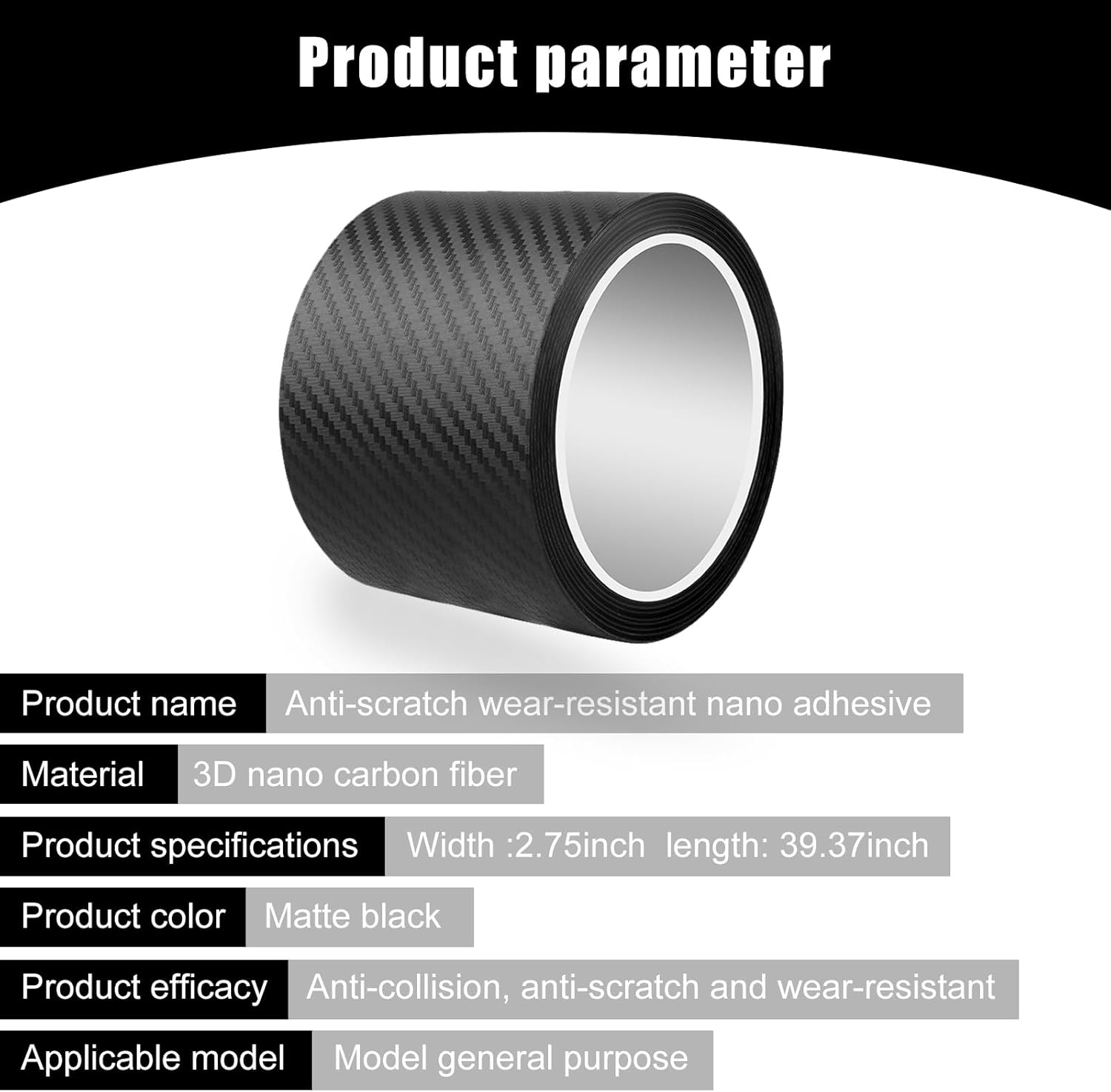 QODOLSI Pack-1 Protector de umbral de puerta de automóvil, tira anticolisión de fibra de carbono K3D, calcomanía para borde de puerta de automóvil,